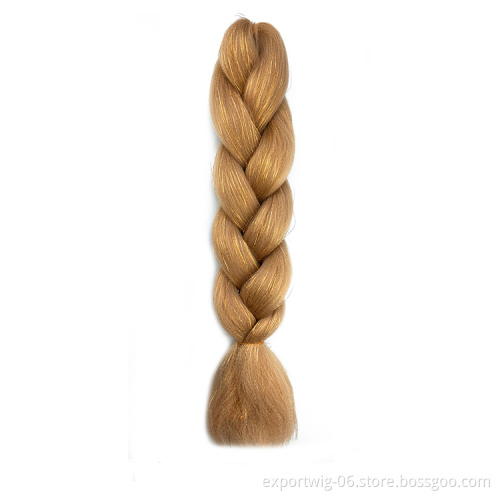 Beautiful Braiding Hair with Tinsel 24 inch Jumbo Synthetic Hair Extension Crochet Shiny Hair Attachment